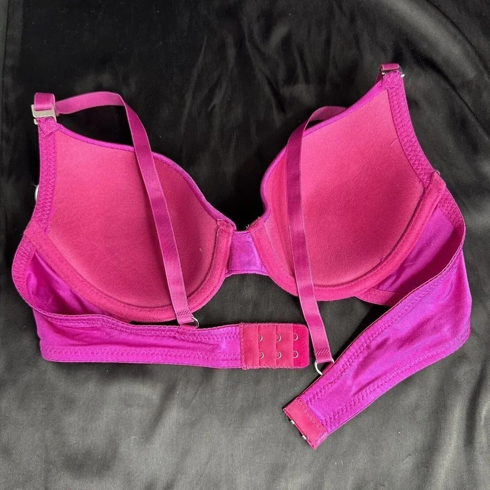 Mopas Intimates Pink Bra Rhinestone Straps Adjustable Straps Underwire - Picture 10 of 12